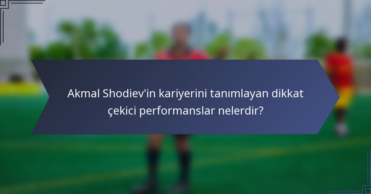 Akmal Shodiev'in kariyerini tanımlayan dikkat çekici performanslar nelerdir?