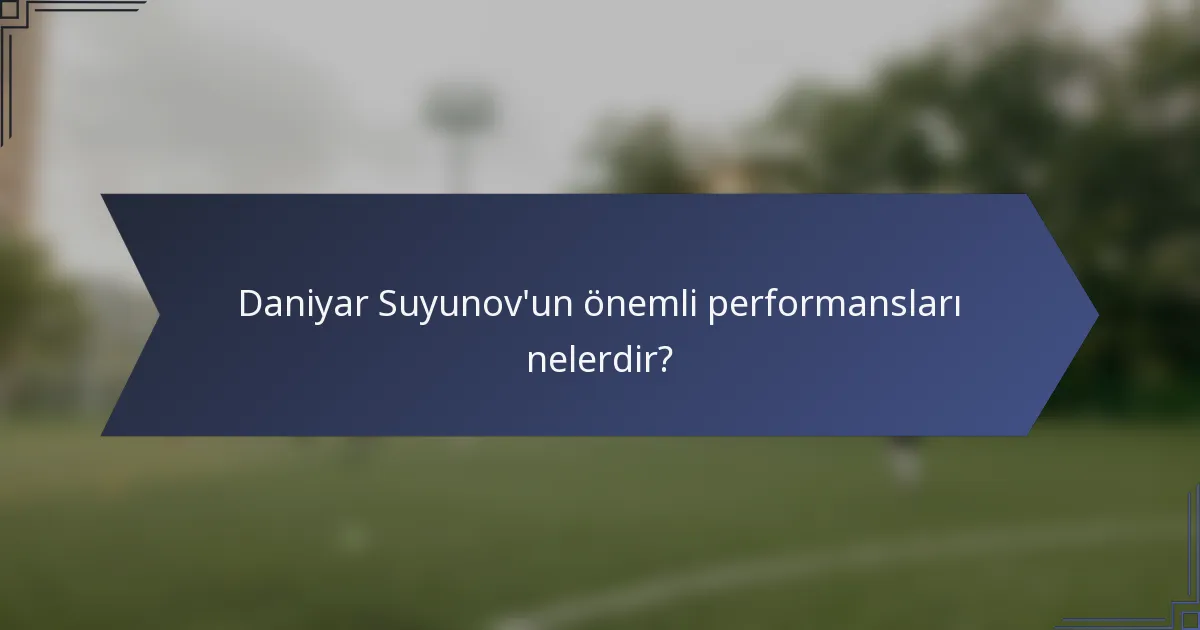 Daniyar Suyunov'un önemli performansları nelerdir?