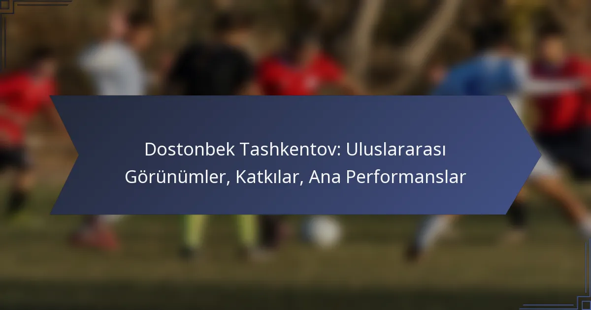 Dostonbek Tashkentov: Uluslararası Görünümler, Katkılar, Ana Performanslar