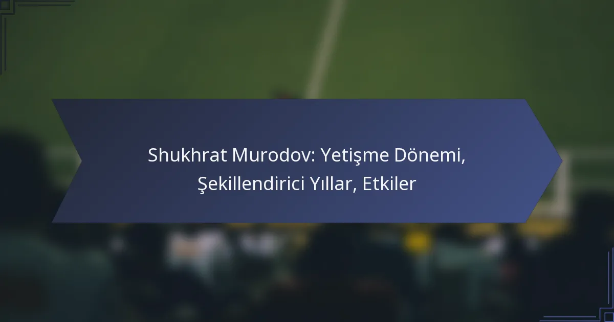 Shukhrat Murodov: Yetişme Dönemi, Şekillendirici Yıllar, Etkiler