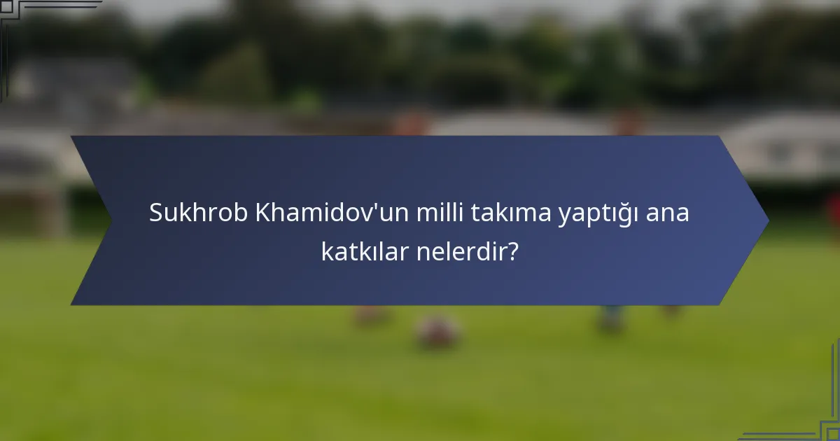 Sukhrob Khamidov'un milli takıma yaptığı ana katkılar nelerdir?